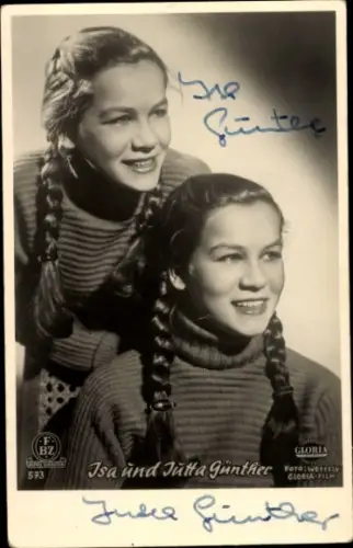 Foto Schauspielerinnen Isa und Jutta Günther, Portrait, Autogramme