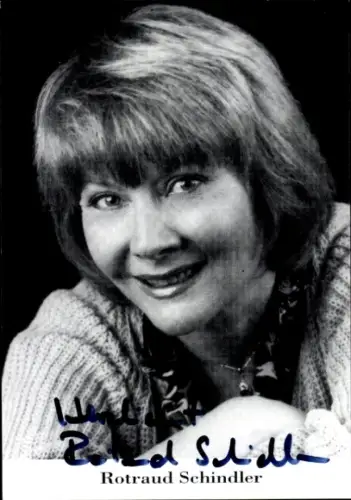 Autogrammkarte Schauspielerin Rotraud Schindler, Portrait, Autogramm