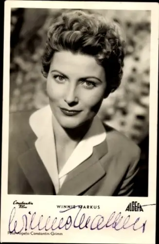 Ak Schauspielerin Winnie Markus, Portrait, Liebeserwachen, Autogramm