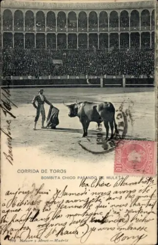 Ak Corrida de Toros, Bombita Chico pasando de Muleta
