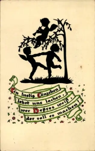 Scherenschnitt Ak Klein, M., Engel, Tanz