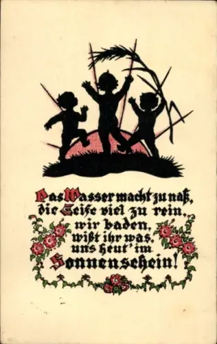 Scherenschnitt Ak Klein, M., Kinder, Sonnenschein