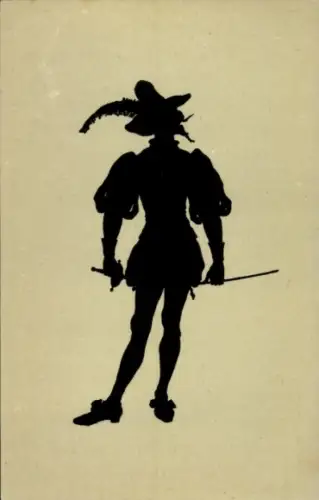 Scherenschnitt Ak Konewka, Paul, Cajus, Falstaff und seine Gesellen, Kunstwart Nr. 31