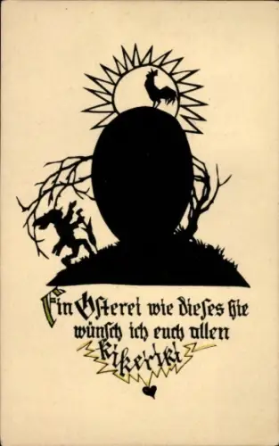 Scherenschnitt Ak Ostern, Osterei, Zwerg