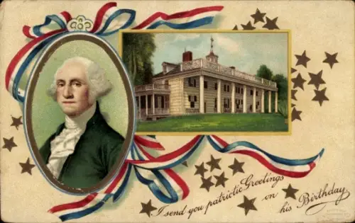 Präge Passepartout Ak Glückwunsch Geburtstag, George Washington
