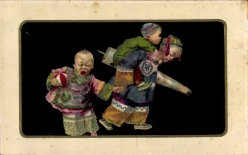 Präge Passepartout Ak Geschwister, weinendes Kind