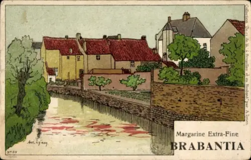 Künstler Ak Ortspartie, Margarine Extra-Fine Brabantia, Reklame