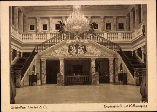 Ak Biebrich am Rhein Wiesbaden Hessen, Sektkellerei Henkell, Empfangshalle mit Kellereingang