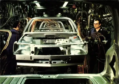 Ak Rüsselsheim am Main Hessen, Opel, Produktionsstrasse, Karosseriebau