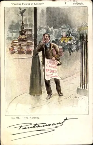 Künstler Ak London City England, The Newsboy, Familiar Figures of London