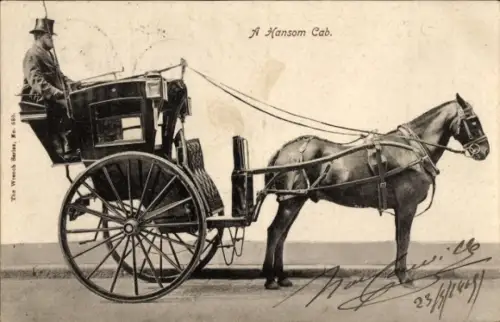 Ak London City England, A Hansom Cab