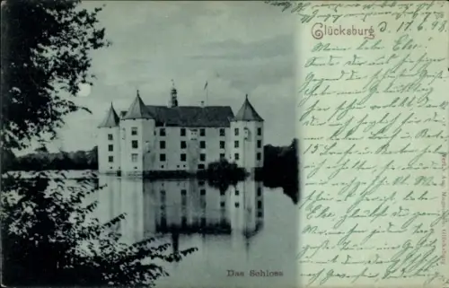Mondschein Ak Glücksburg an der Ostsee, Schloss