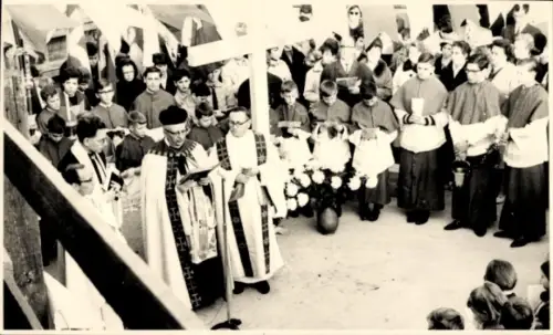 Foto Ak Hanbruch Aachen in Nordrhein Westfalen, Grundsteinlegung St. Hubertus