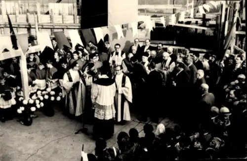 Foto Ak Hanbruch Aachen in Nordrhein Westfalen, Grundsteinlegung St. Hubertus