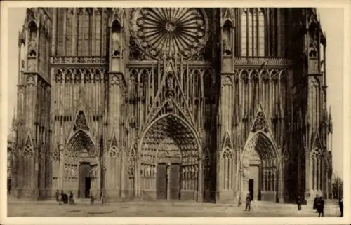 Ak Strasbourg Straßburg Elsass Bas Rhin, Strassburger Münster, 3 Portale der Westfront