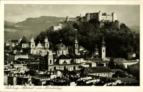 Ak Salzburg in Österreich, Salzburg Altstadt, Mönchsberg,  Gebäude, schwarz-weiß