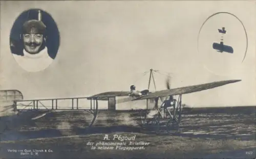 Ak Der phänomenale Aviatiker A. Pégoud in seinem Flugapparat, Liersch 4502