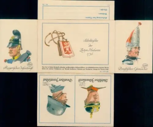 Klapp Ak Deutsche Soldaten, Bayerischer Infanterist, Preußischer Grenadier, Werbung, Versicherung