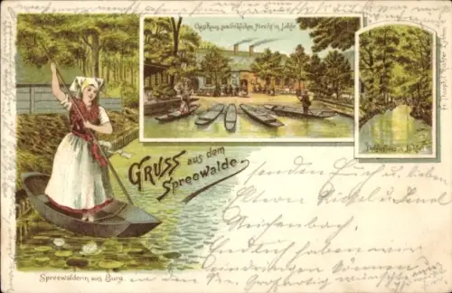 Litho Spreewald, Spreewälderin aus Burg