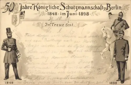 Litho Berlin, 50 Jahre Königliche Schutzmannschaft, In Treue fest