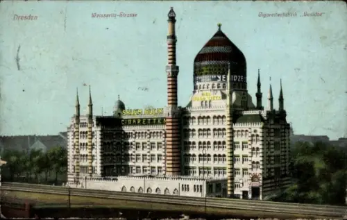 Ak Dresden in Sachsen, Zigarettenfabrik Yenidze, Weisseritz Straße