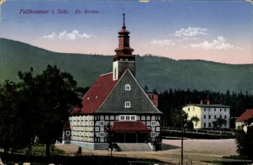 Ak Kuźnice Świdnickie Fellhammer Boguszów Gorce Gottesberg Rothenbach Schlesien, Ev. Kirche