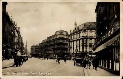 Ak Bytom Beuthen Oberschlesien, Kaiser-Franz-Josef-Platz, Straßenansicht,  