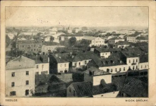 Ak Siedlce Siedlec Polen, Sicht auf  Häuser, Stadtansicht, Schwarz-Weiß