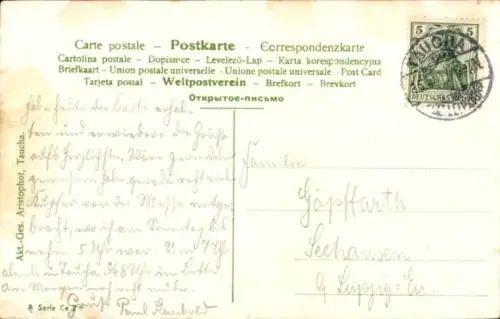 Ak Taucha in Nordsachsen, Rathaus in  farbige , Text 'Meine TAUCHA. Rathaus.'