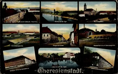 Ak Terezín Theresienstadt Region Aussig, Paradeplatz, Kaserne