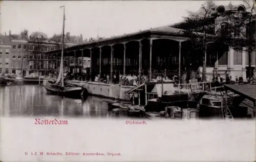 Ak Rotterdam Südholland Niederlande,  Vischmarkt, Hafen, Menschen, Boot
