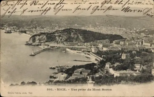 Ak Nice Nizza Alpes Maritimes, Panorama von  Mont Boron, Hafen, Schiffe, 