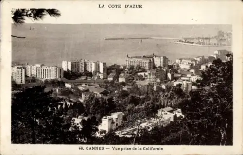 Ak Cannes Alpes Maritimes,  Küstenansicht, Meer, Gebäude, Bäume