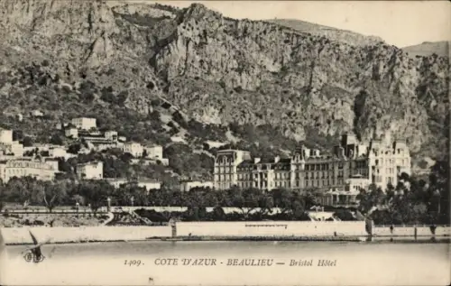 Ak Beaulieu sur Mer Alpes Maritimes, Côte d'Azur,  Bristol Hôtel, Landschaft, Meer