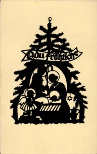 Scherenschnitt Künstler Ak Schwindt, A.M., Weihnachten