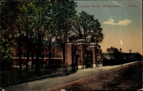 Ak Den Helder Nordholland Niederlande, Buitenhaven, Ingang Paleis