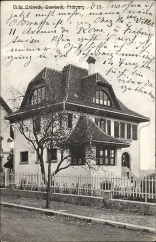 Ak Gambach Fribourg Freiburg Stadt Schweiz, Villa Grüneck