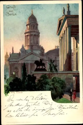 Künstler Litho Kley, Heinrich, Berlin Mitte, Neue Kirche und Schauspielhaus