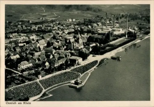 Ak Oestrich Winkel am Rhein Rheingau, Luftaufnahme