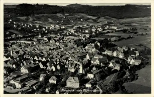 Ak Hersbruck in Mittelfranken, Luftaufnahme von  viele Dächer, grüne Landschaft, keine Personen