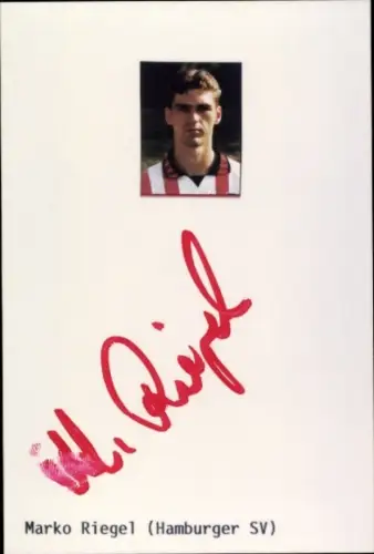 Autogrammkarte Fußballer Marko Riegel, Hamburger SV, Autogramm