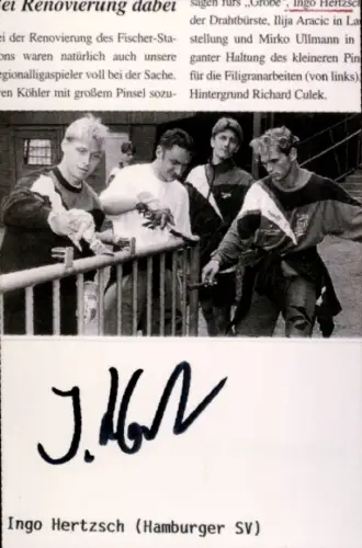 Autogrammkarte Fußballer Ingo Hertzsch, Zeitungsausschnitt, Hamburger SV, Autogramm