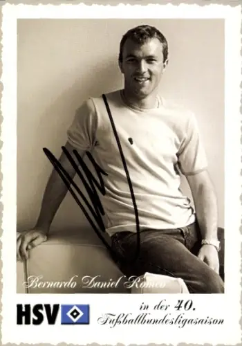 Autogrammkarte Fußballer Bernardo D. Romeo, Hamburger SV, Autogramm