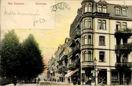 Ak Bad Nauheim im Wetteraukreis Hessen, Blick in die Kurstraße, Geschäfte