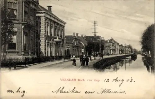 Ak Veendam Groningen, Kanal, Flussbogen