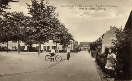 Ak Amsterdam Nordholland Niederlande, Castorplein en Rigelstraat, Tuindorp Costzaan