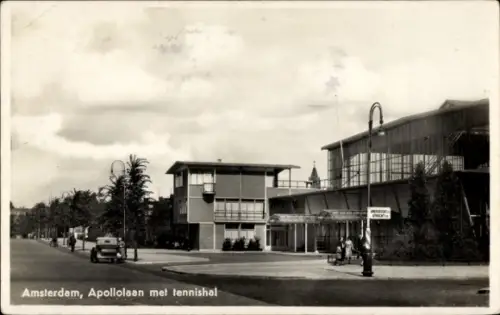 Ak Amsterdam Nordholland Niederlande, Apollolaan mit Tennishalle