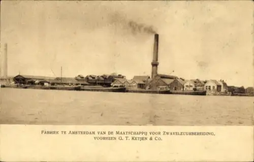 Ak Amsterdam Nordholland Niederlande, Fabrik für Schwefelsäureherstellung