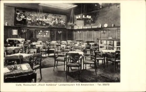 Ak Amsterdam Nordholland Niederlande, Café Restaurant Stadt Schänke, Innenansicht
