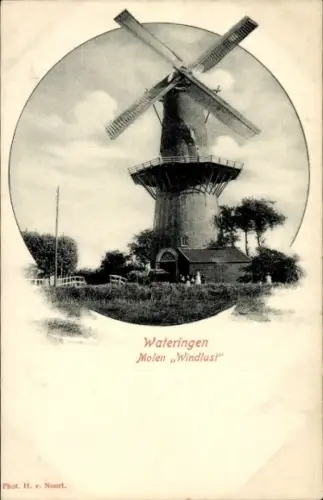 Ak Wateringen Südholland, Mühle Windlust